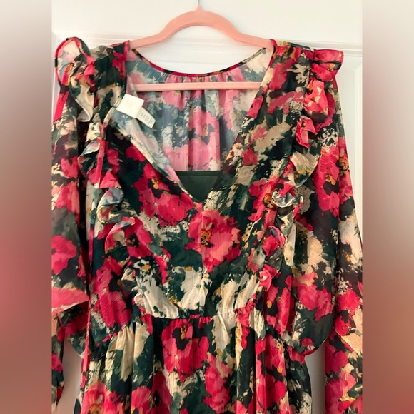 H&M Floral Green Ruffle Mini Dress – M – Excellent Condition - Picture 10 of 16